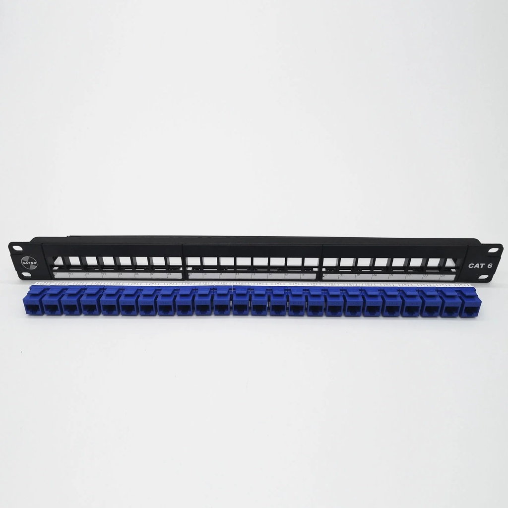 Satra - PATCH PANEL CAT6 MOD 24 PTOS C/J AZUL SATRA | Comutel Perú